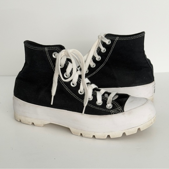 Converse All Star Lugged Platform Womens Size 9 Shoes Black White Athletic H-Top - Picture 2 of 10